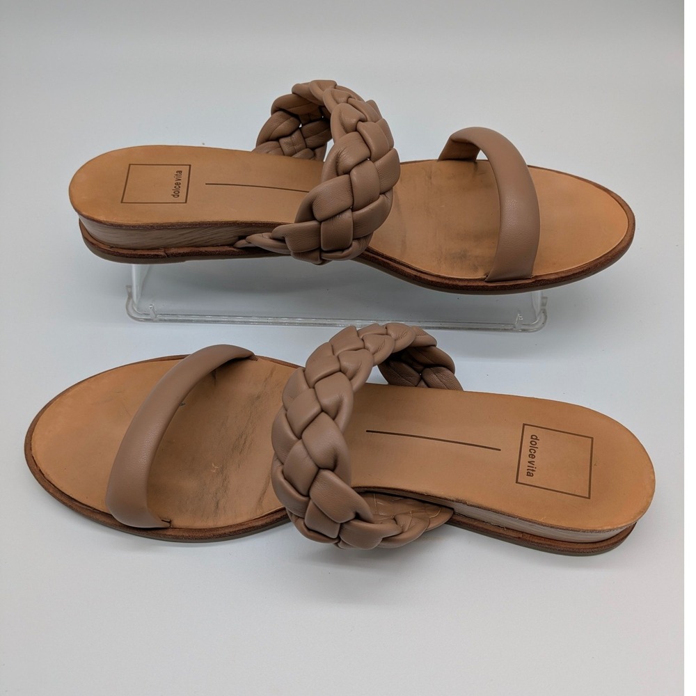 Dolce Vita Braided Slide Sandals Nude Tan Women's Size 10 Minimalist Flats